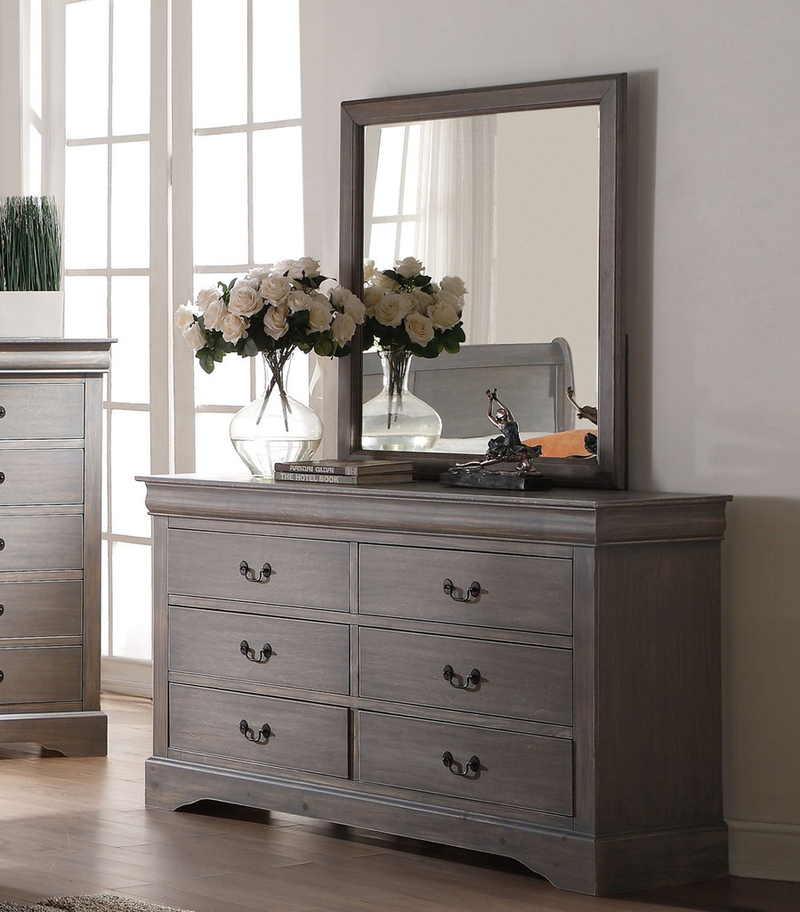 Louis Philippe III 5Pc Bedroom Set 24360 in Antique Gray by Acme