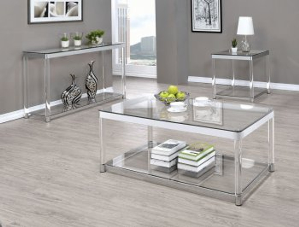 Chrome and glass clearance coffee table set