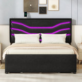 The Halaa Black Queen LED Storage Bed