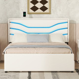 The Halaa White Queen LED Storage Bed