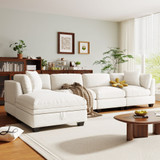 The Cozy Family Beige Sectional with Storage 