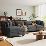The Cozy Family Grey Sectional with Storage 