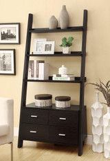 Cappuccino Bookcase with Storage Drawers