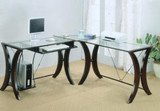 Glass top desk with cappuccino legs