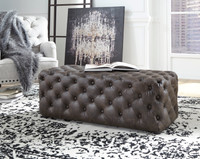 The Lister Brown Distressed Faux Leather Accent Ottoman