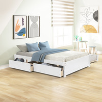 Logan White Full Bed w/ Trundle and Drawers