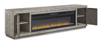 The Naydell 92" Media Stand with Fireplace