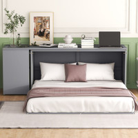 The Linda Grey Collection Queen Size Murphy Bed with Rotaable Desk
