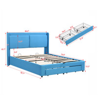 The Noval Blue Queen Storage Bed