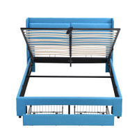 The Noval Blue Queen Storage Bed