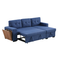 The Bankier Blue 3PC Pull Out Storage Sectional