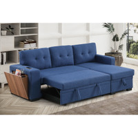 The Bankier Blue 3PC Pull Out Storage Sectional
