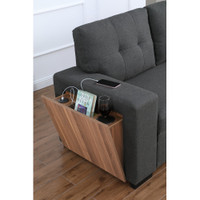 The Bankier Grey 3PC Pull Out Storage Sectional