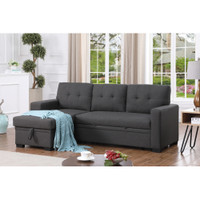 The Bankier Grey 3PC Pull Out Storage Sectional