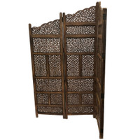 The Benzarani Hand Carved Foldable 4 Wooden Partition Screen/Divider