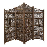 The Benzarani Hand Carved Foldable 4 Wooden Partition Screen/Divider