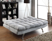 Plush Sofa Bed in Grey Teddy Bear Fabric