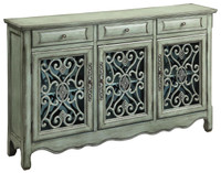 Console Chest in Antique Green Finish