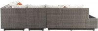 The Salena Gray Wicker Patio Sectional w/Cocktail Ottoman