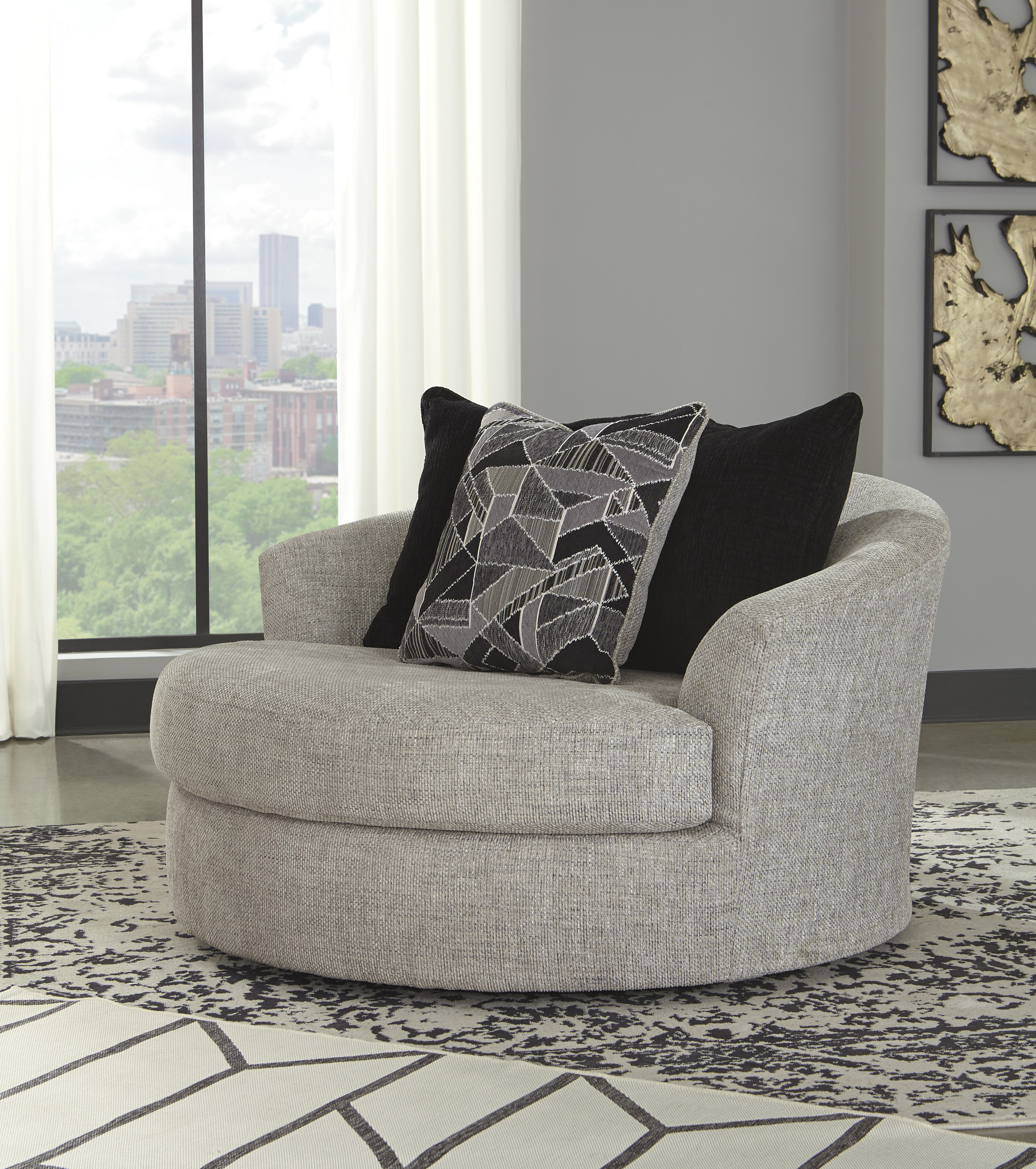 The Megginson Round Oversized Swivel Chair Miami Direct Furniture The Megginson Round Oversized Swivel Chair Miami Direct Furniture