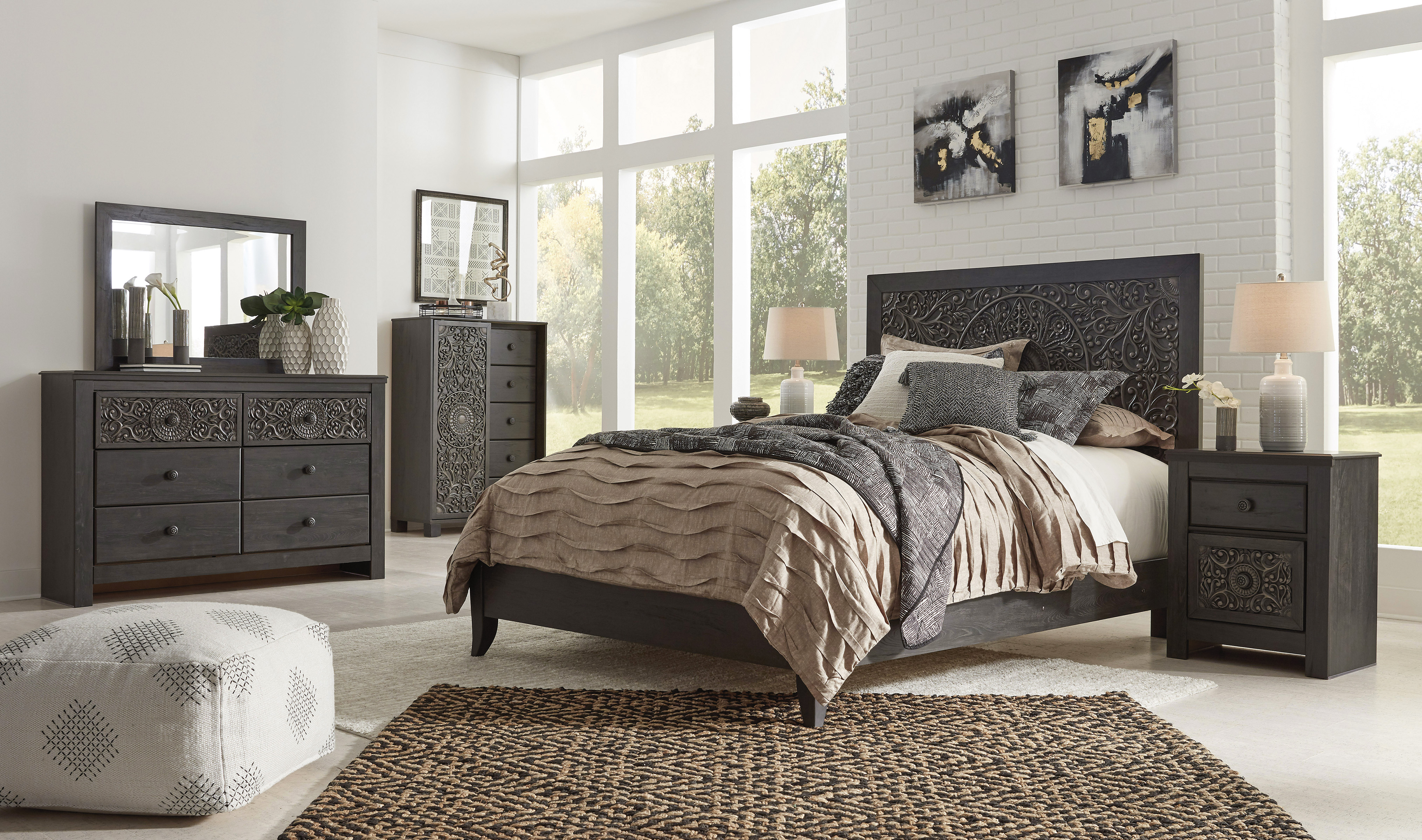 The 7pc Paxberry Black Bedroom Collection Miami Direct Furniture