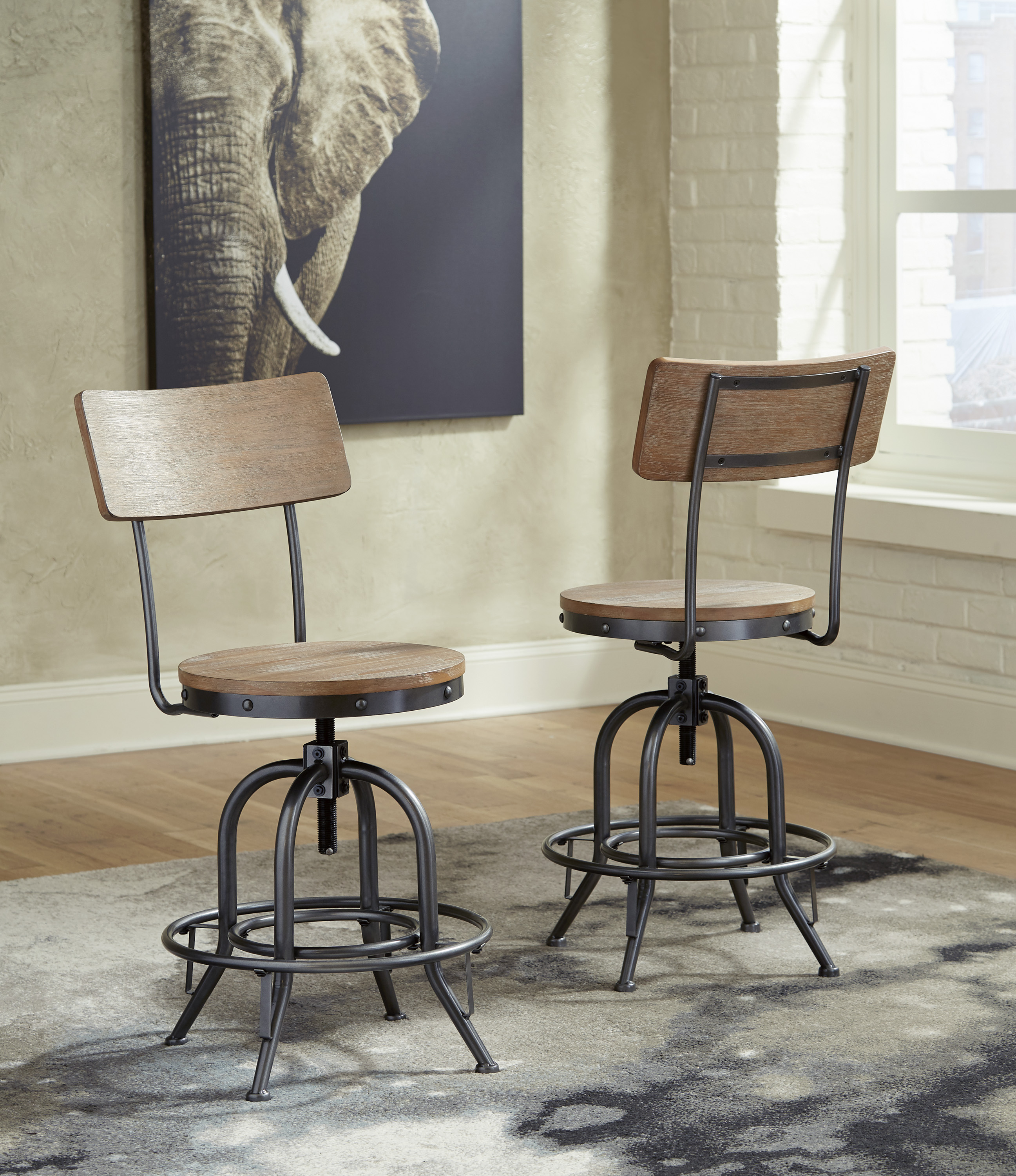 The Pinnadel Swivel Barstool Set Miami Direct Furniture