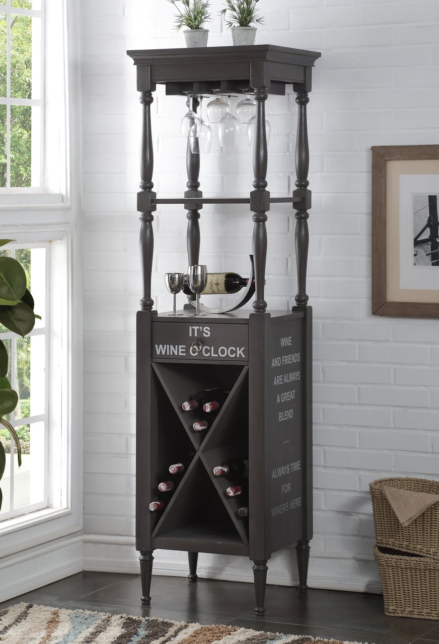 The Anthony Antique Gray Wine Cabinet Miami Direct Furniture