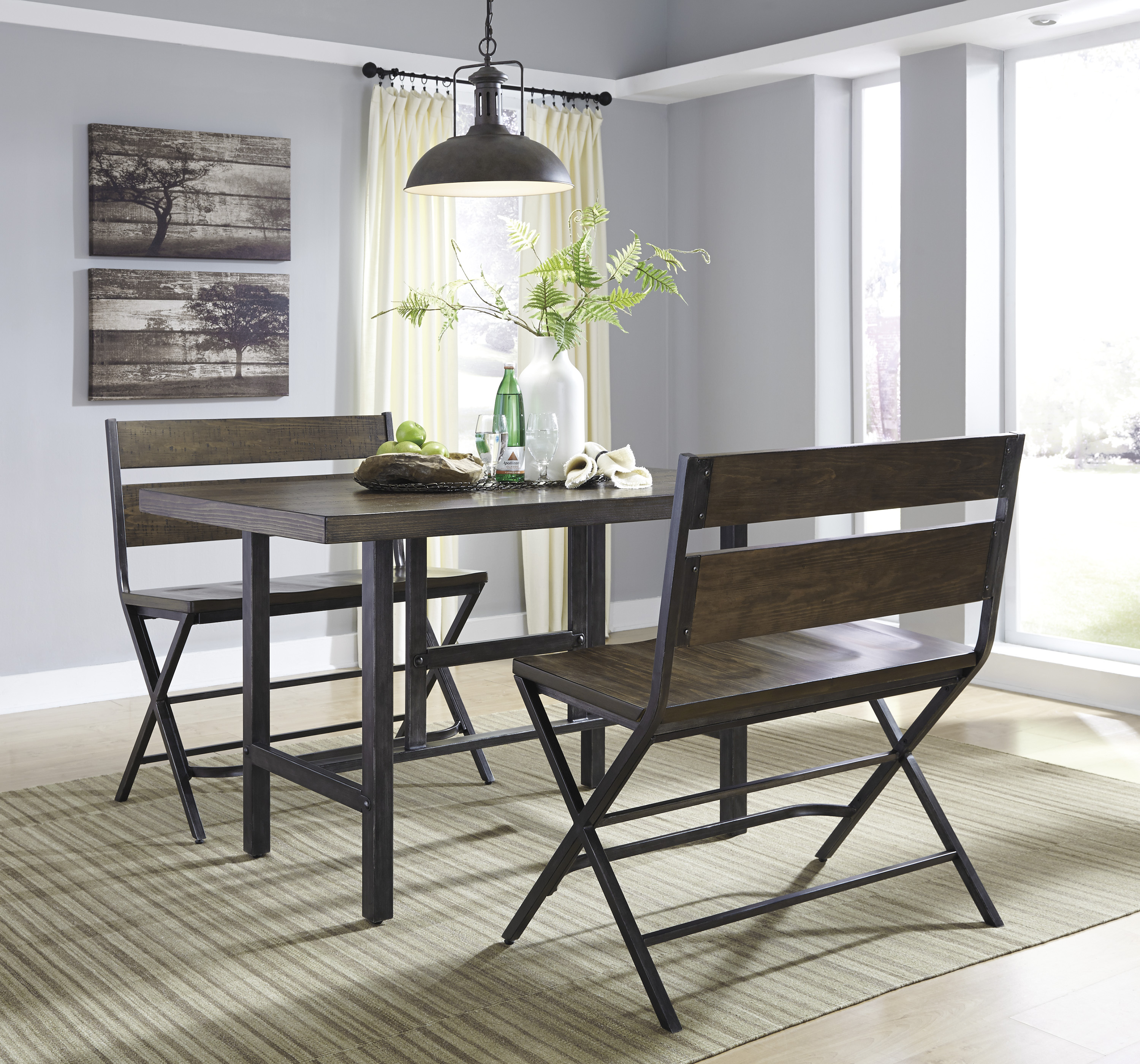 The Kavara Counter Height Set W Double Barstool Chairs Miami Direct Furniture