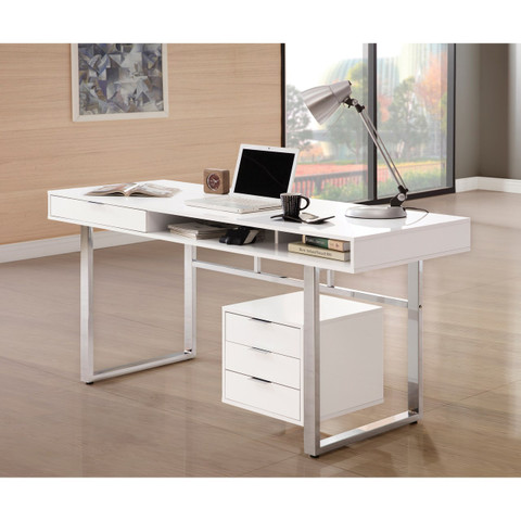 The White Contemporary Writing Desk Miami Direct Furniture