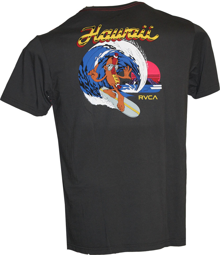 RVCA HOT DOG HAWAII SHORT SLEEVE PIRATE BLACK T-SHIRT