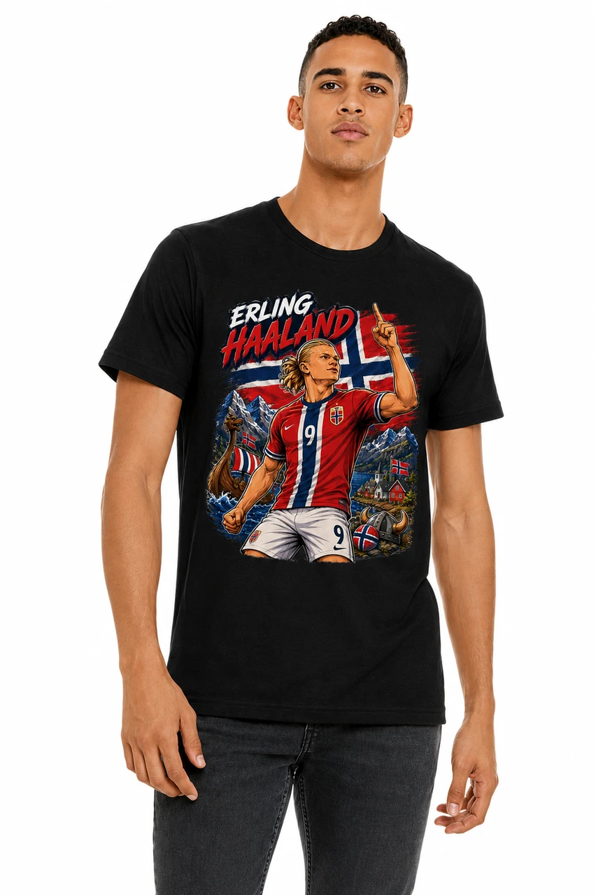 Erling Haaland Norway Graphic T-Shirt | 100% Cotton Soccer Tee