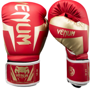 VENUM ELITE BOXING GLOVES - RED/GOLD