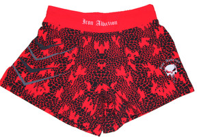 Iron Addiction Hybrid Kickboxing Red Shorts Front Iron Addiction Hybrid Kickboxing Red Shorts Front