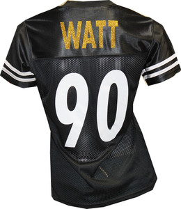 Custom Womens Blinged Football Glitter Flake Black TJ Watt Jersey Custom Womens Blinged Football Glitter Flake Black TJ Watt Jersey