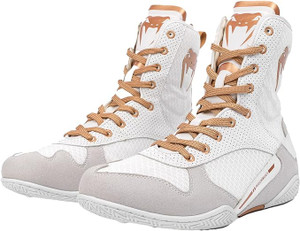 Venum Elite Boxing Shoes - White/Gold Venum Elite Boxing Shoes - White/Gold