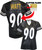 Custom Womens Blinged Football Glitter Flake Black TJ Watt Jersey