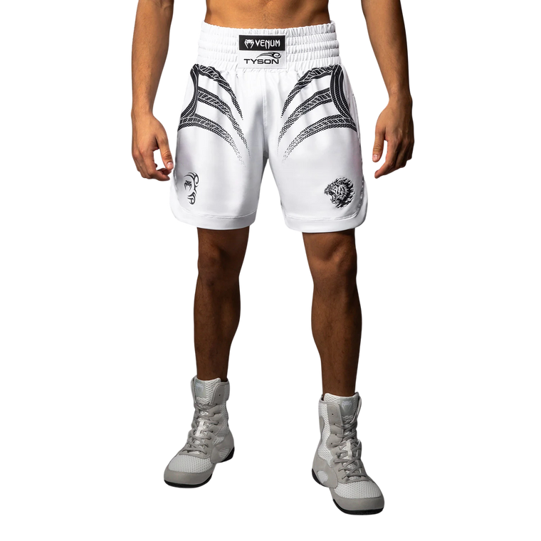 Venum x Mike Tyson Tiger Boxing Shorts - Optical White/Deep Black Venum x Mike Tyson Tiger Boxing Shorts - Optical White/Deep Black