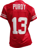 Customizable Woman's Blinged Glitter flake Football Red Purdy Jersey