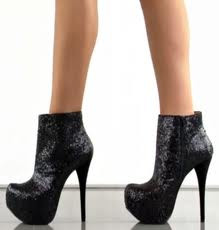 Luichiny Last Chance Black Glitter Booties