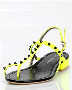 C Label Cabana 7B Neon Yellow Studded Sandals