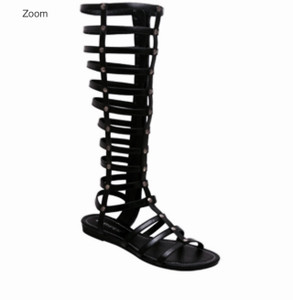 C Label Leaf Black Gladiator Sandals