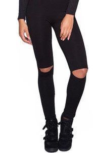 High Waist Cut Out Knee Leggings