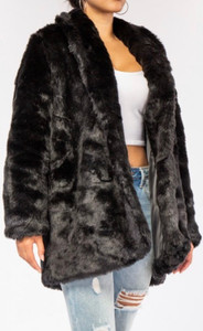 Oversized Black Faux Fur Coat