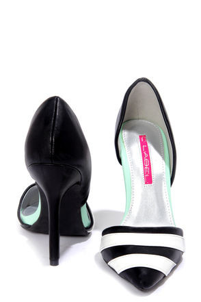 C Label Luxe 13 Black and White Pointed Pumps