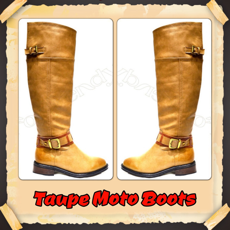 Design By Jacobies Taupe Moto Boots