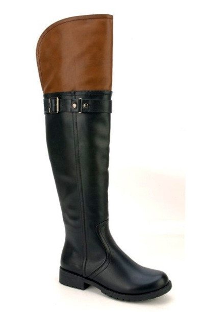 Nature Breeze Black & Cognac Over The Knee Boots