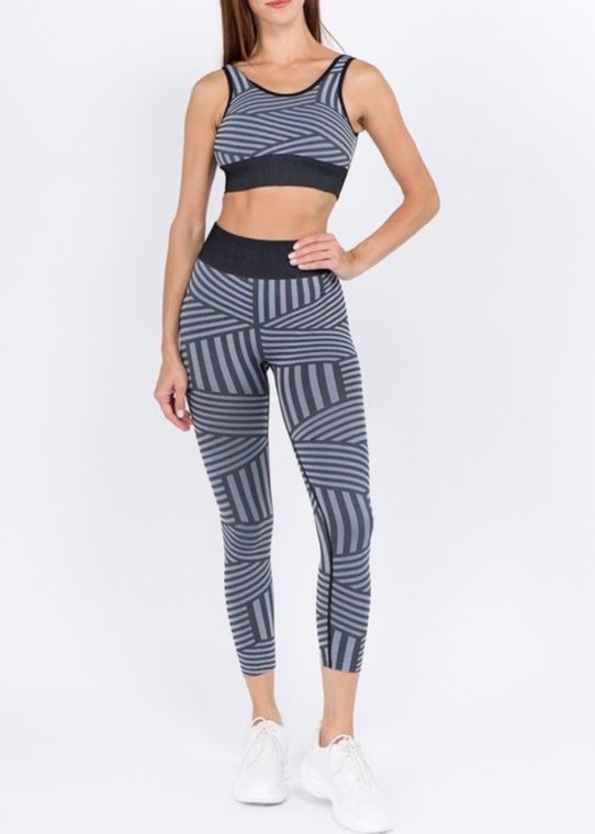 Striped High Waist Activewear Set