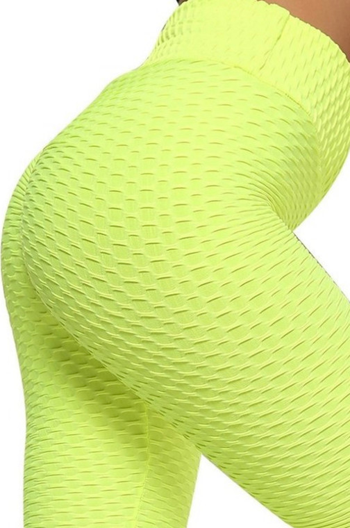 Neon Yellow Better Booty 2 High Waist Honeycomb Hip Shirring Leggings