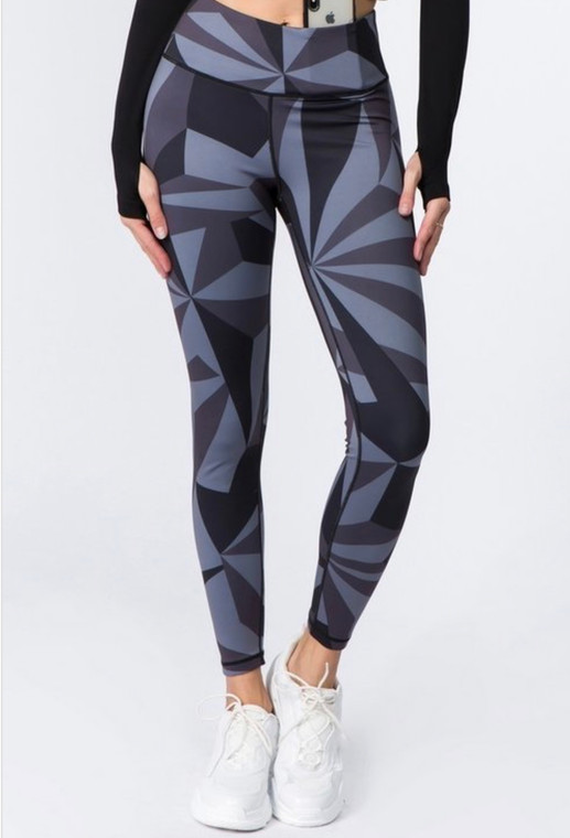 Black Abstract Activewear Leggings 