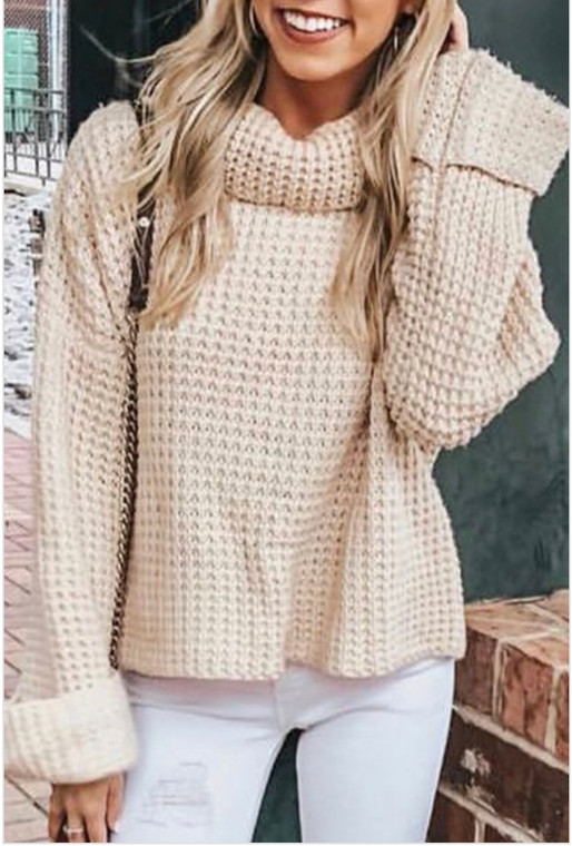 Cream Waffle Knit Sweater